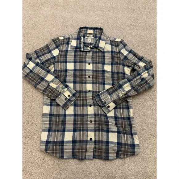 L.L.Bean Men's Scotch Plaid Flannel Pearl Snap Slightly Fitted Size Med - Picture 1 of 6